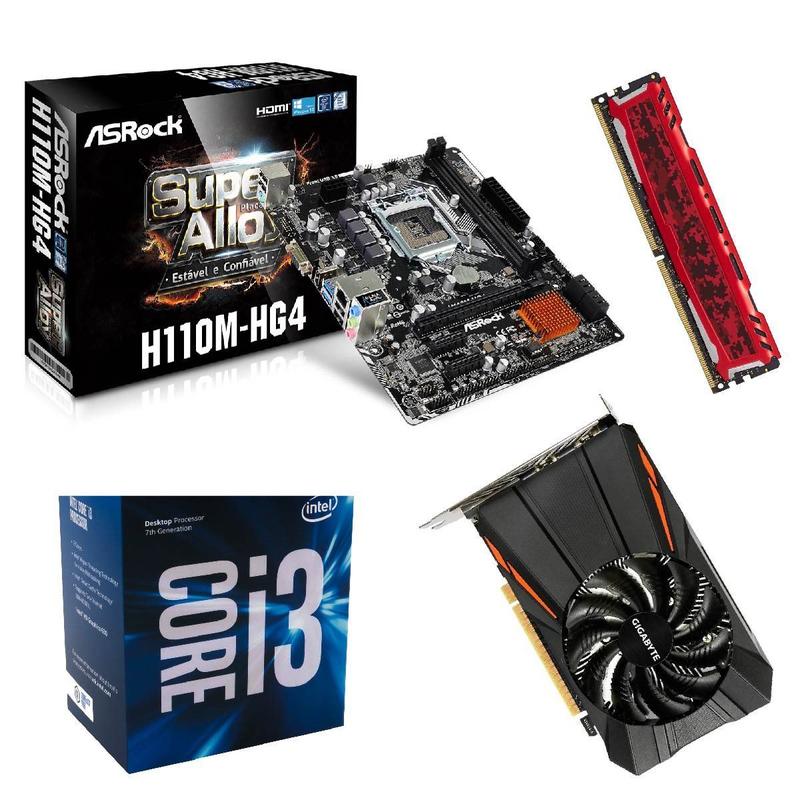 Processador Intel Core i3 7100 7ª Geração + Placa mãe H110M +
